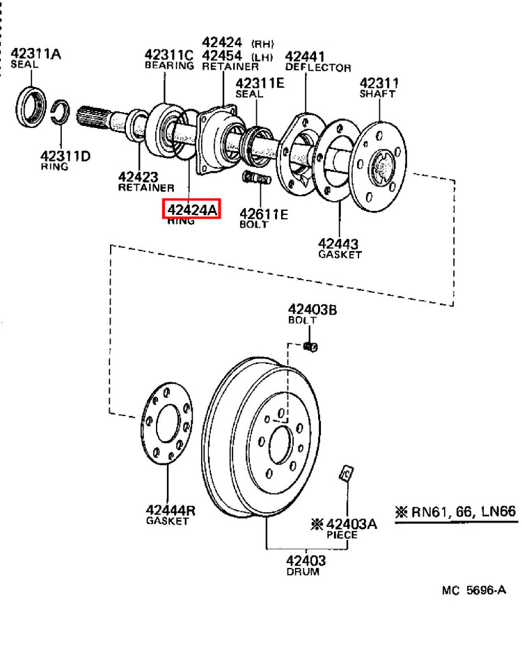 Genuine Tacoma VZN150 RZN196 RZN191 RZN171 RZN161 Rear Axle Bearing Seal O Ring