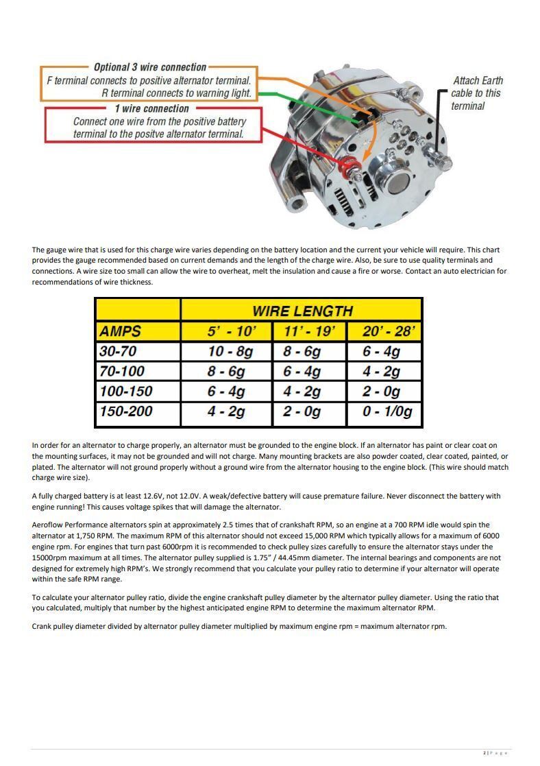 Aeroflow 140amp alternator black for Ford Falcon XY 351 Cleveland V8