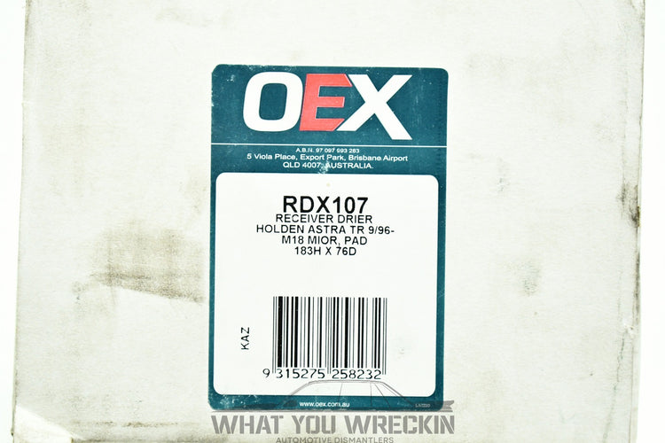 BRAND NEW: OEX A/C RECEIVER DRIER MIOR - RDX107 for HOLDEN ASTRA TR - 9/96-9/98