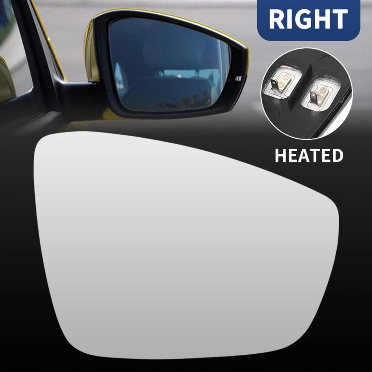 Car Driver Right Side mirror glass Heated Convex with Base for VW POLO 2010-2017