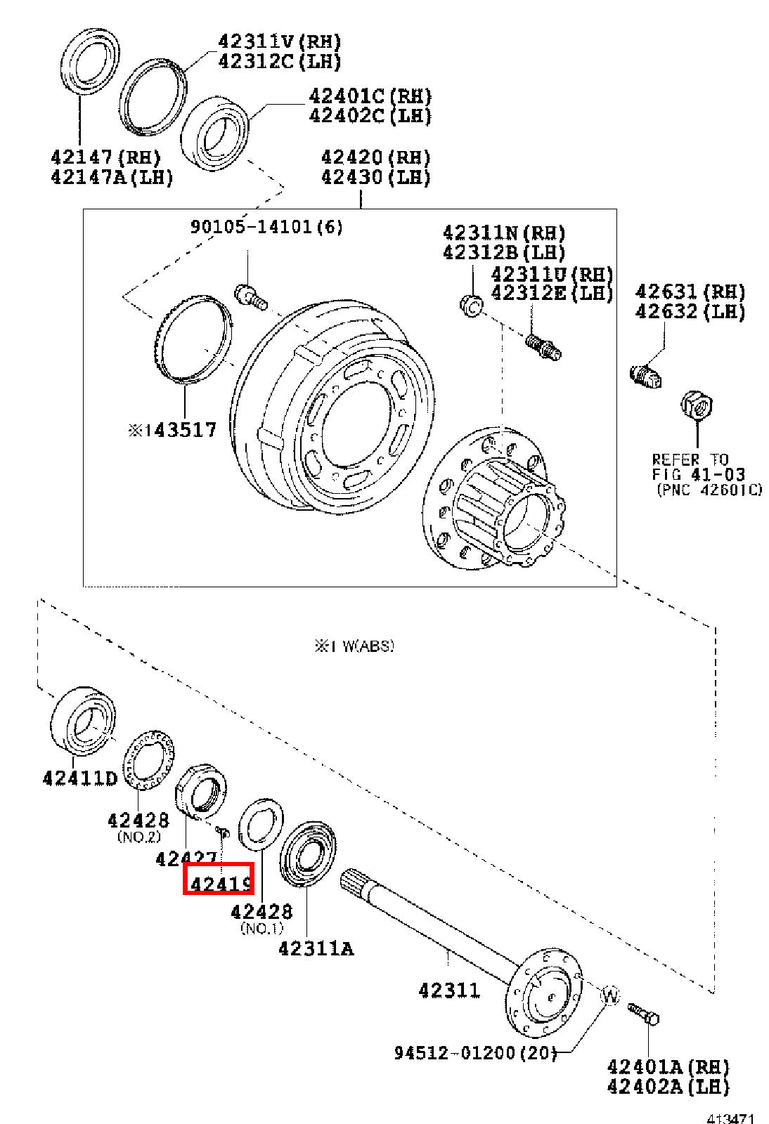 Genuine Dyna ToyoAce RZY281 RZY231 RZY230 Rear Wheel Bearing Hub Nut Screw