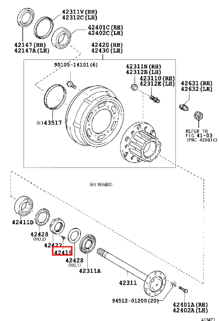 Genuine Dyna ToyoAce RZY281 RZY231 RZY230 Rear Wheel Bearing Hub Nut Screw