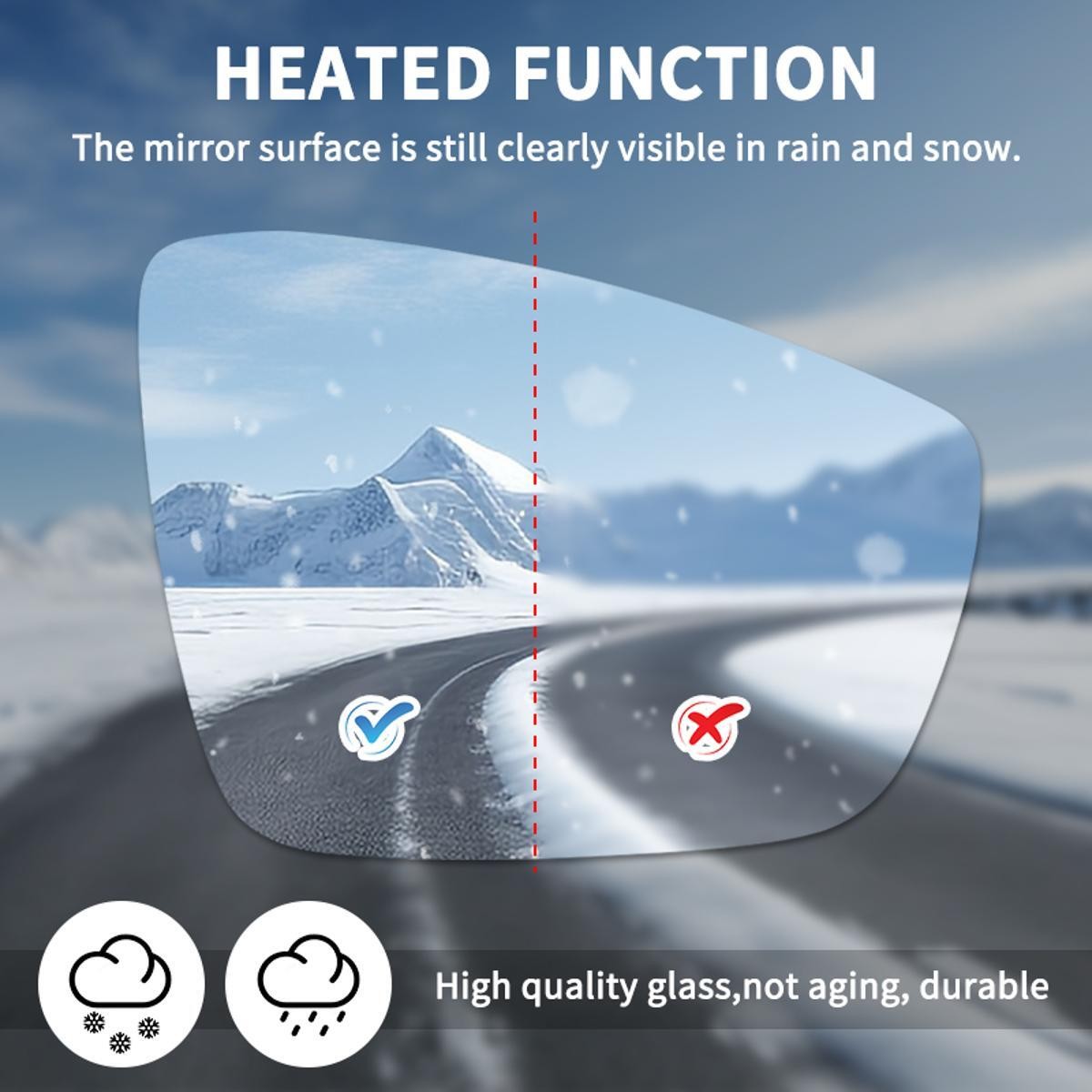 Driver Side Right Mirror Glass For VW POLO 2010-2017 w/ Heated Convex Base Plate