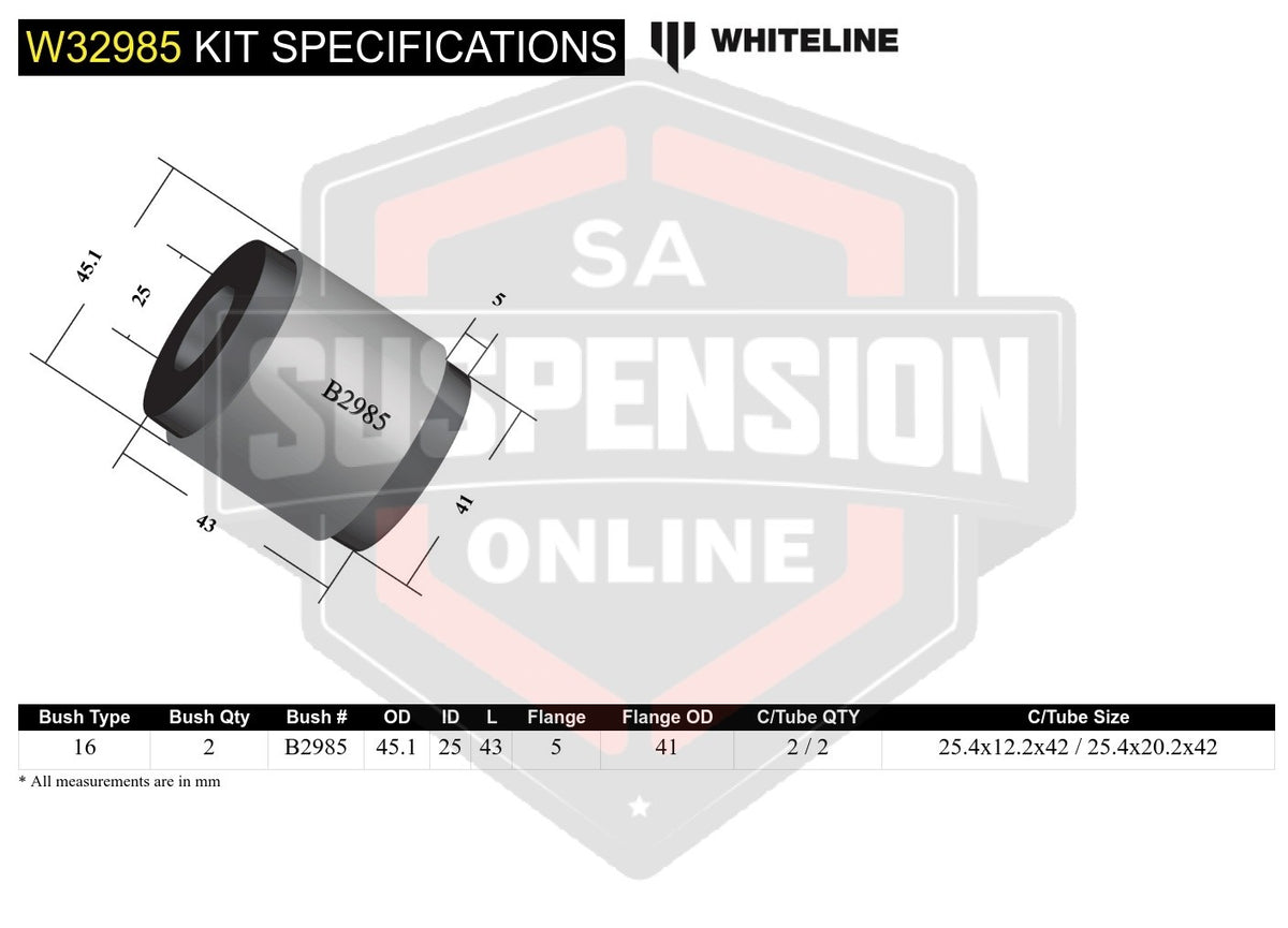 Whiteline W32985 - Shock absorber - lower bushing kit (Bush- shock absorber)