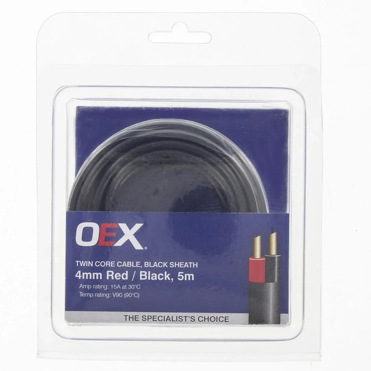 OEX ACX0808-5BL 4mm Twin Core Sheathed Cable 15 Amp Red Black 5m Roll