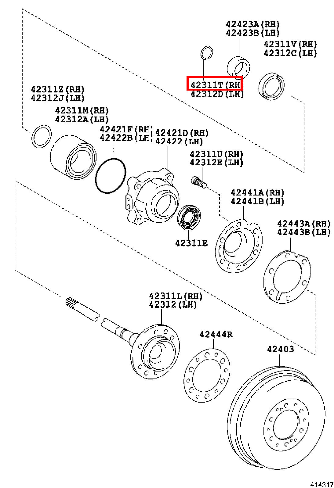 Genuine Fortuner KUN51 KUN50 KUN156 GUN166 GUN165 LH Rear Axle Shaft Snap Ring
