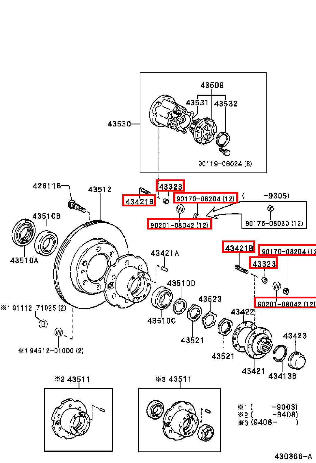 Genuine Dyna ToyoAce KDY270 KDY231 KDY230 Axle Hub Stud Washer Nut 8mm Kit