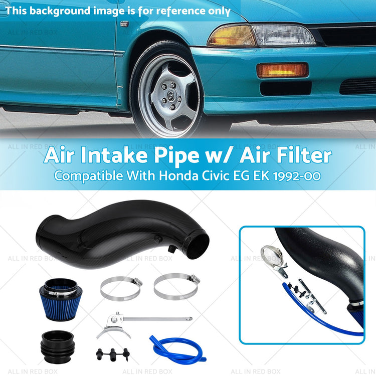 Air Intake Pipe w/ Air Filter Black Plastic Suitable for Honda Civic EG EK 92-00