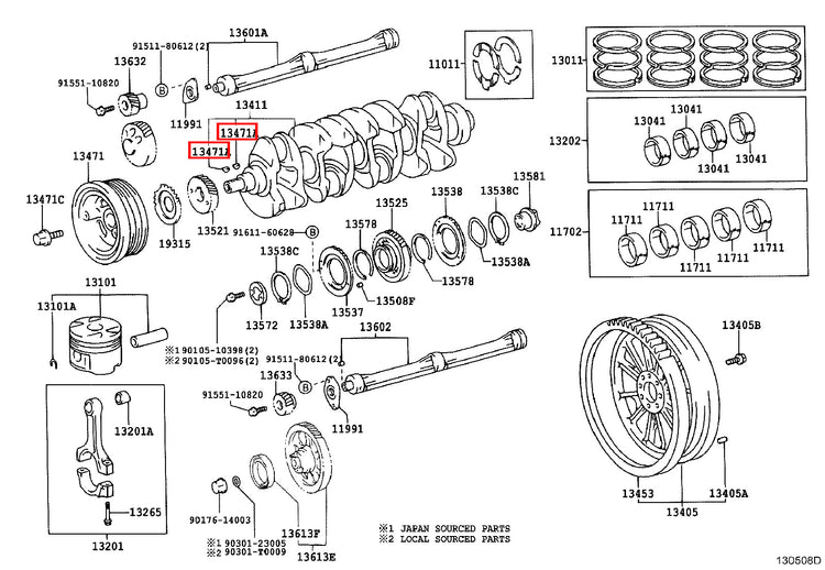 Genuine Hilux KZN205 KZN165 KZN130 Crankshaft Pulley Woodruff Key