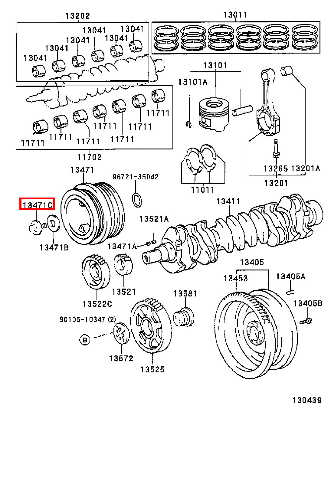 Genuine LandCruiser HDJ79 HDJ78 1HD Crankshaft Harmonic Balancer Pulley Bolt