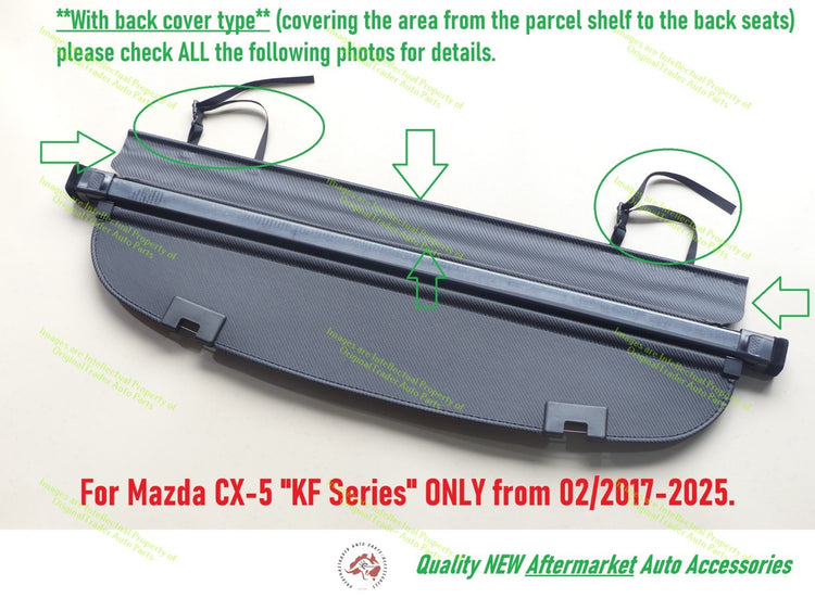 Parcel shelf cargo blind for Mazda CX-5 CX5 *KF Series ONLY* 02/2017-2025 Black