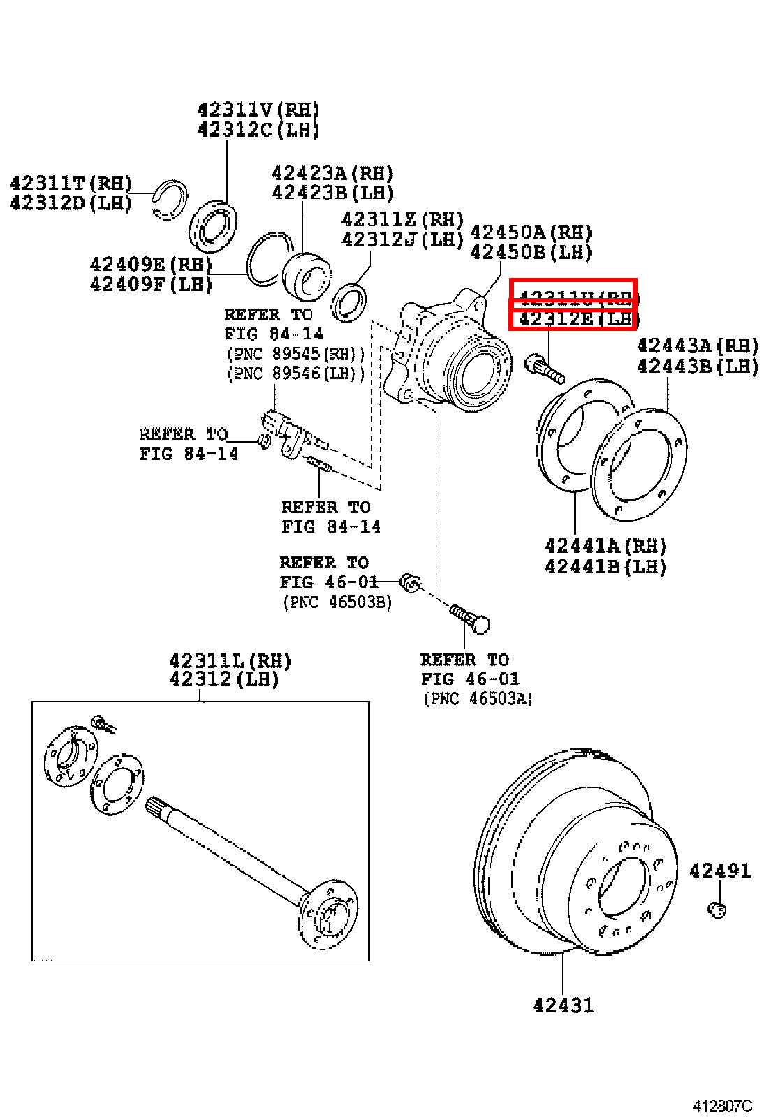 Genuine Sequoia USK65 USK60 UPK65 UPK60 UCK65 UCK60 Front Wheel Hub Stud Bolt