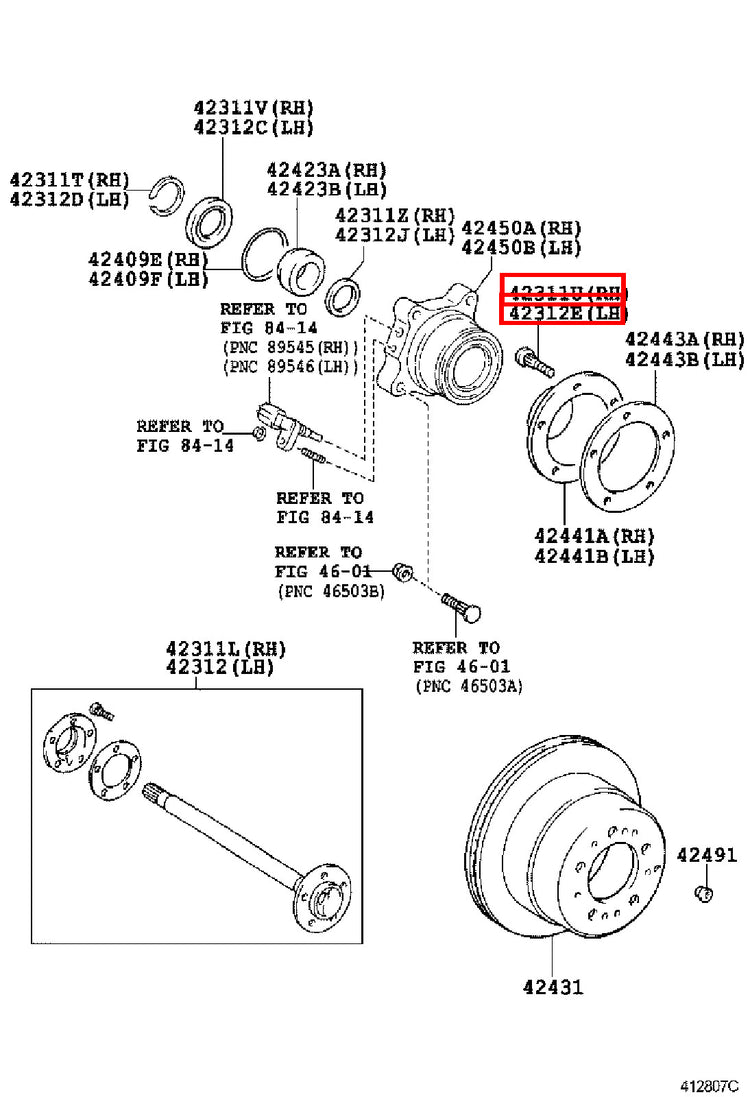 Genuine Sequoia USK65 USK60 UPK65 UPK60 UCK65 UCK60 Front Wheel Hub Stud Bolt