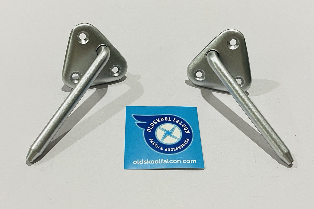 FORD XY GT SUNVISOR PIVOTS SILVER BRACKETS  FALCON REPRO 351 V8 XR XT XW GS NEW