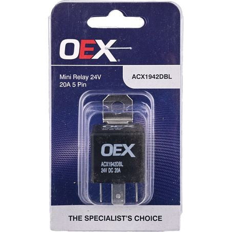 OEX ACX1942DBL Mini Relay 24V, 20A Normally Open - Diode Protected, Sealed