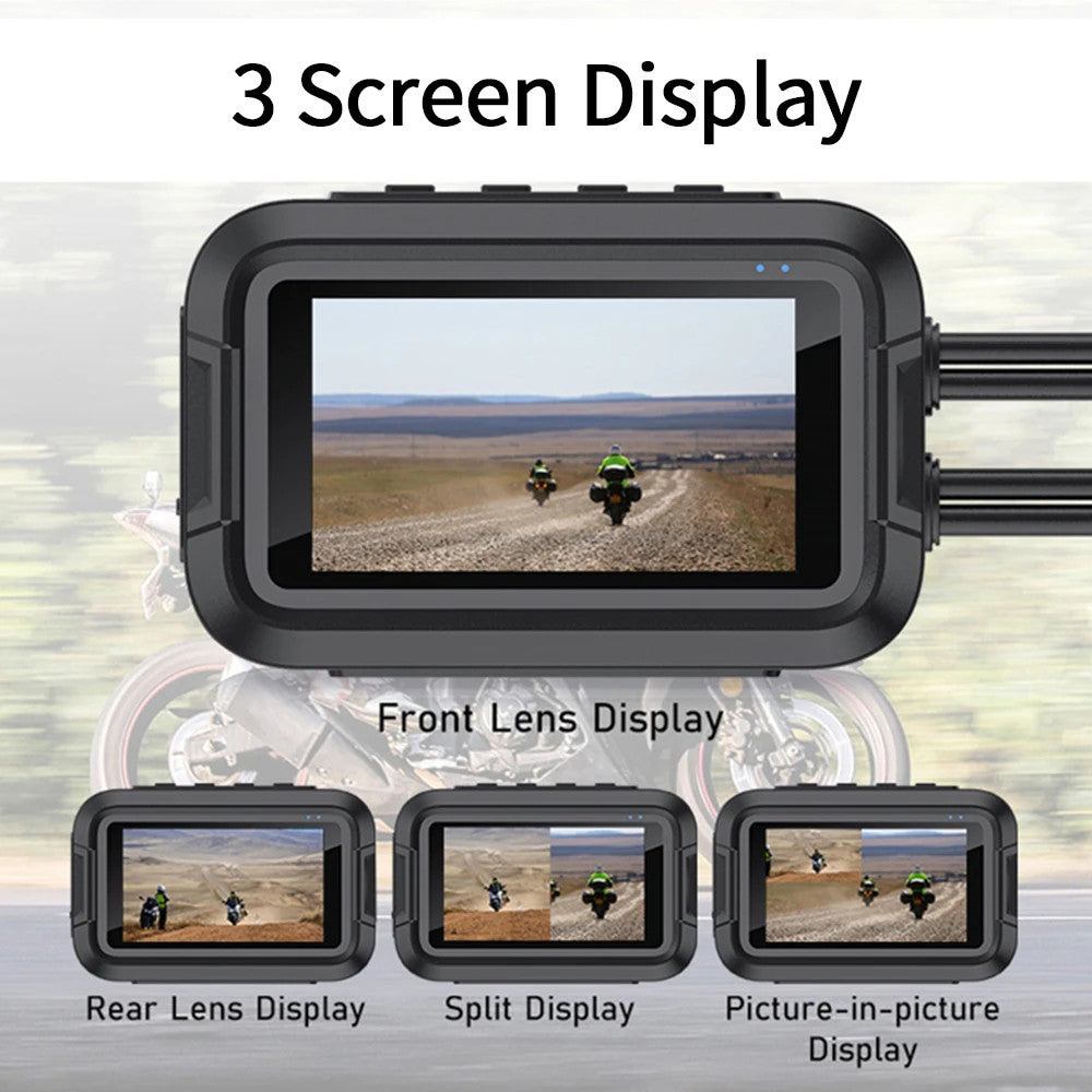 Dual 1080P Motorcycle DVR Dash Cam Front Rear Camera WiFi GPS Waterproof