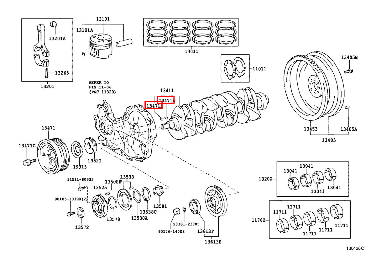 Genuine Hilux KZN205 KZN165 KZN130 Crankshaft Pulley Woodruff Key