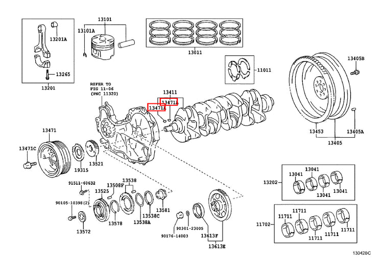 Genuine Hilux KZN205 KZN165 KZN130 Crankshaft Pulley Woodruff Key