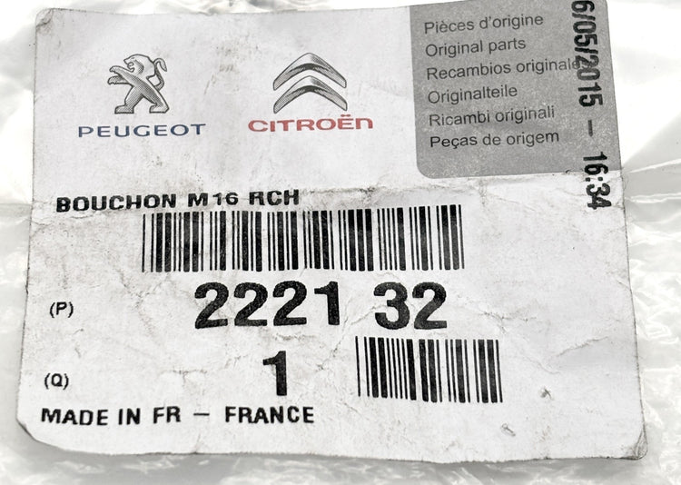 Genuine Peugeot & Citroen Clutch Housing Drain Plug ABG Kit 222132 9825340780