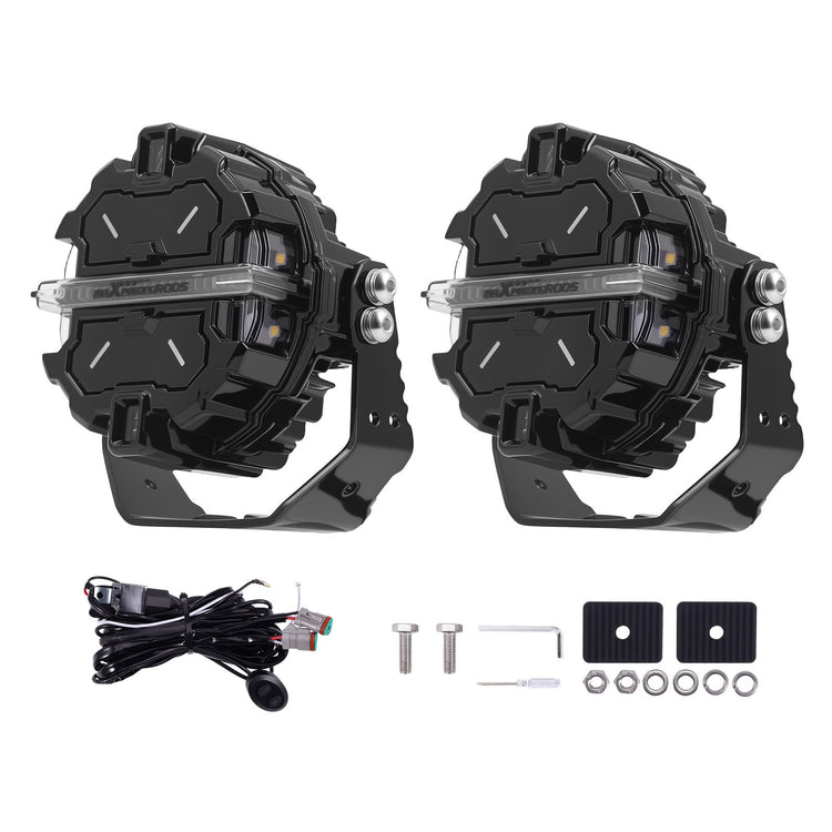 270° LED Driving Light Bar 3.5inch 19200LM Spot Flood Combo RGB DRL White Amber