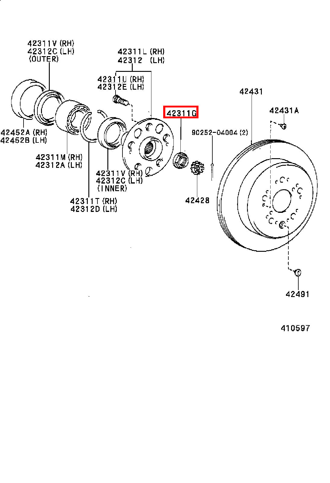 Genuine Hiace RCH29 RCH28 RCH23 RCH22 RCH19 RCH18 RCH13 Rear Axle Shaft Nut