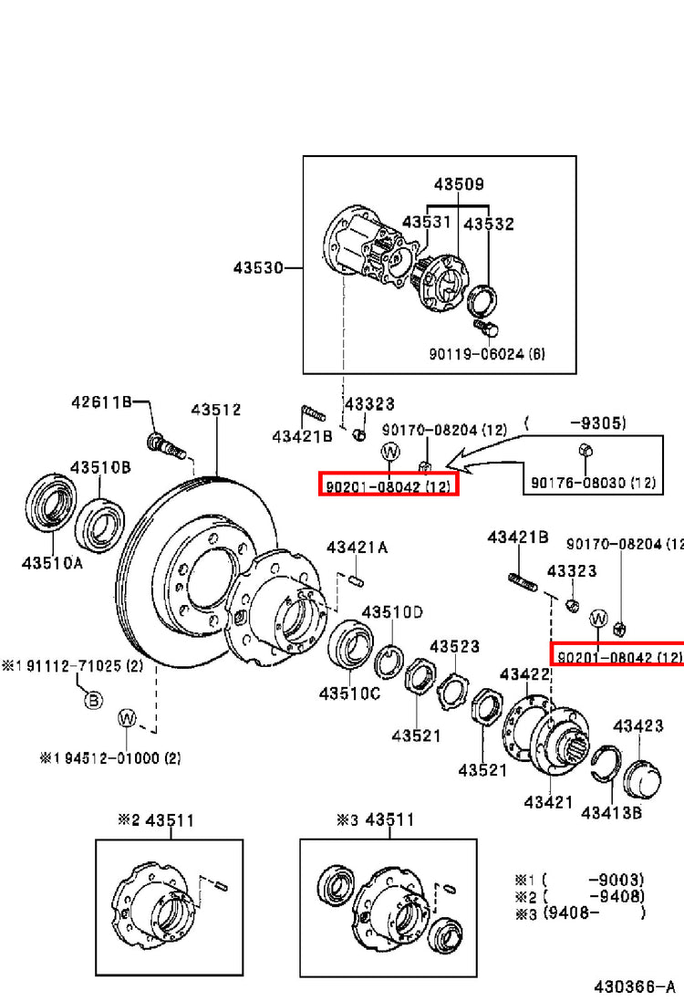 Genuine Regius Ace KZH138 T100 VCK21 VCK20 Front Axle Hub Stud Washer