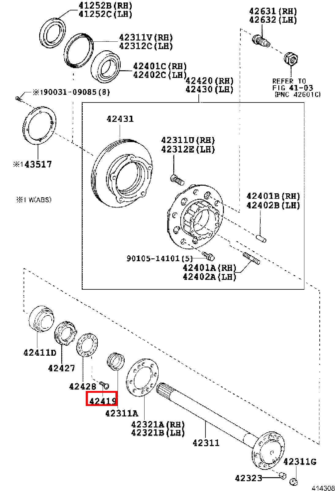 Genuine Dyna ToyoAce RZY281 RZY231 RZY230 Rear Wheel Bearing Hub Nut Screw