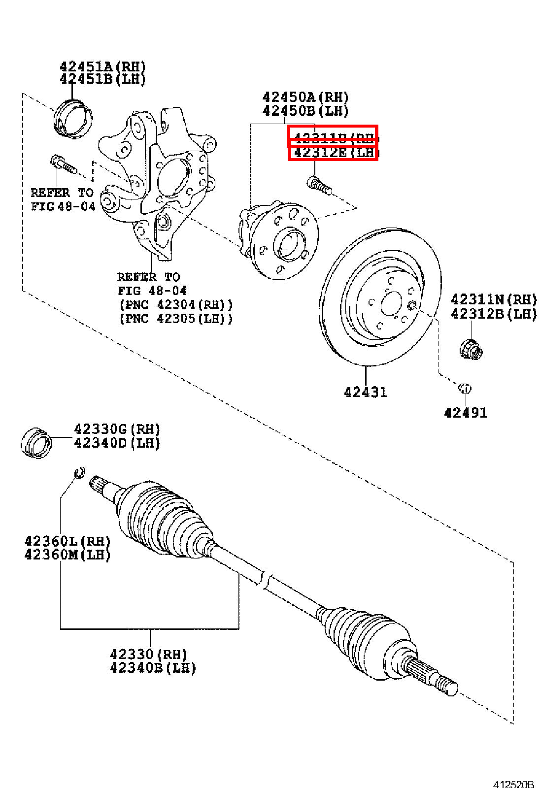 Genuine Sequoia USK65 USK60 UPK65 UPK60 UCK65 UCK60 Front Wheel Hub Stud Bolt