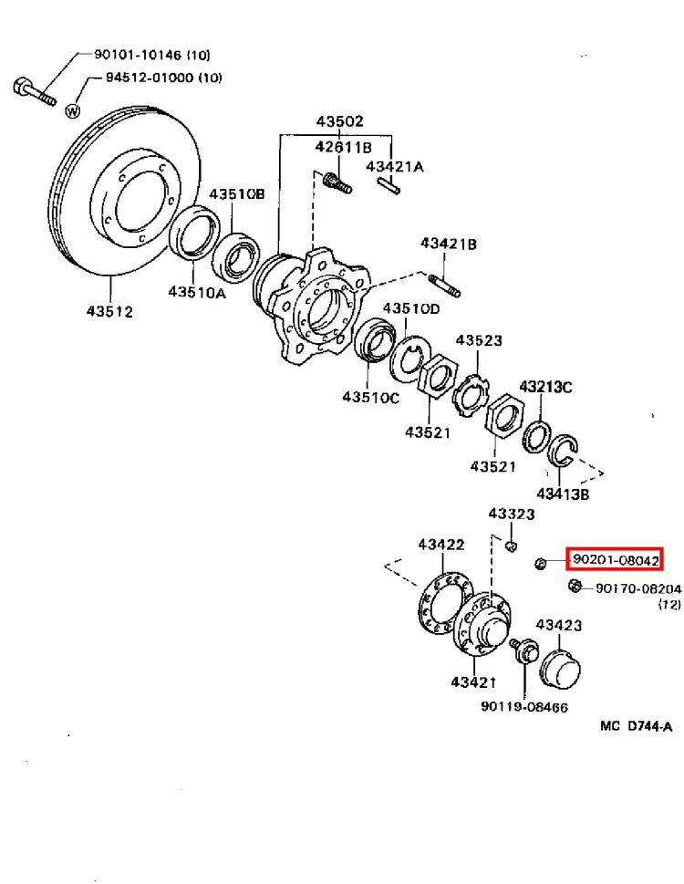 Genuine Regius Ace KZH138 T100 VCK21 VCK20 Front Axle Hub Stud Washer