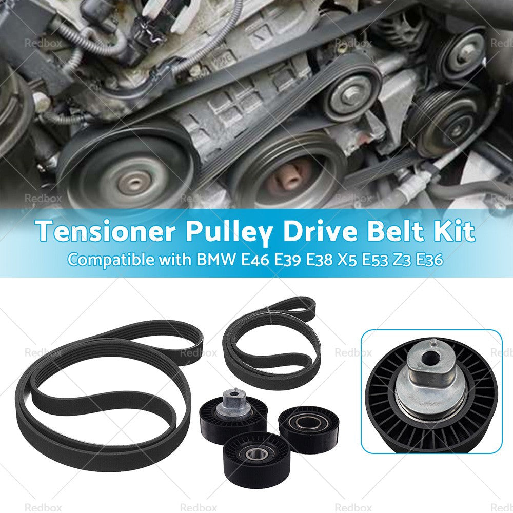 Belt Tensioner Pulley Drive Belt Kit Suitable For BMW E46 E39 E38 X5 E53 Z3 E36
