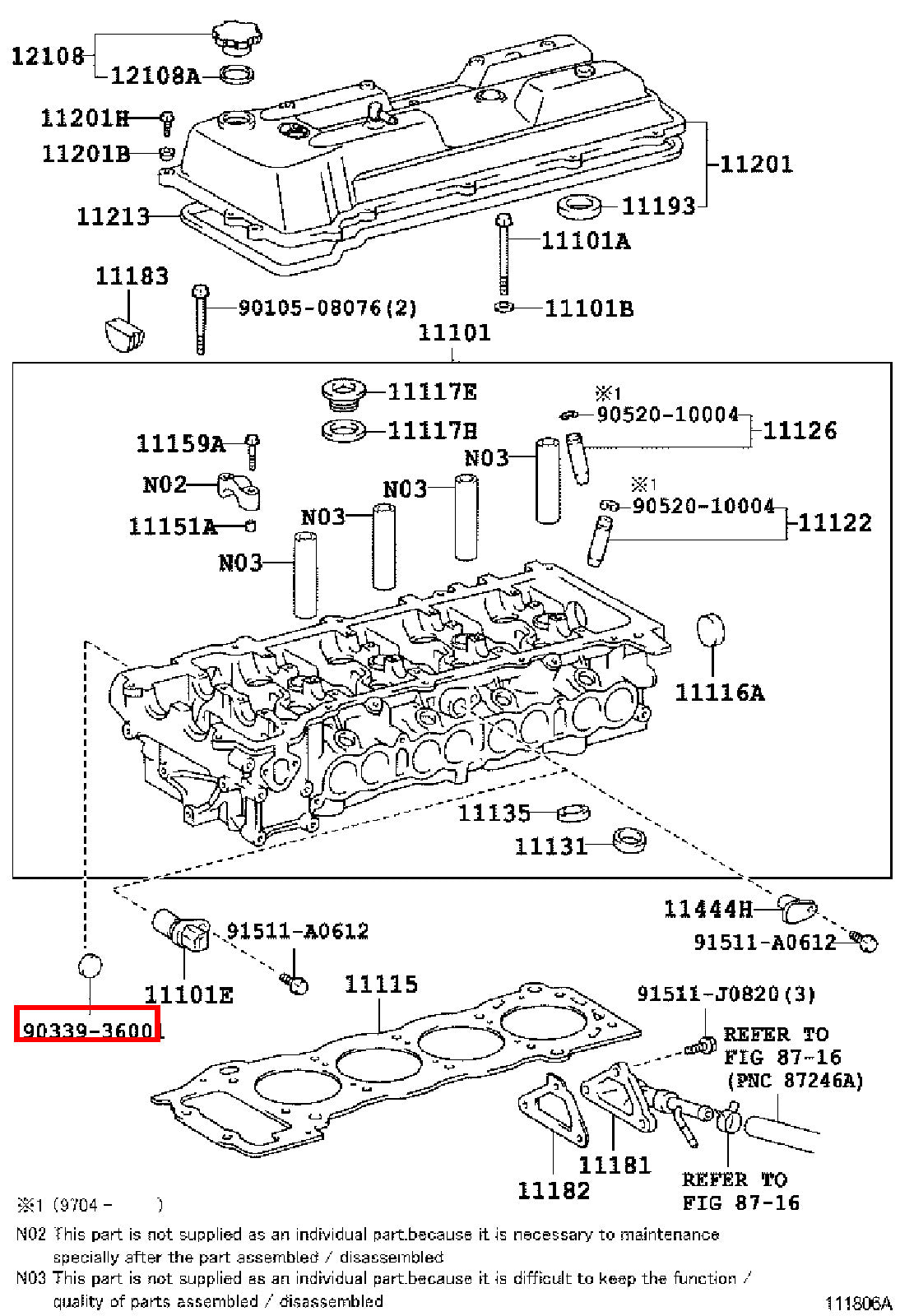 Genuine 4Runner RZN185 RZN180 Avensis ST220 Caldina ST210 Cylinder Head Plug