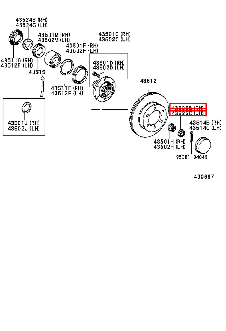 Genuine Regius Ace TRH229 Sequoia UCK45 Front Axle Outer CV Joint Lock Nut Cap