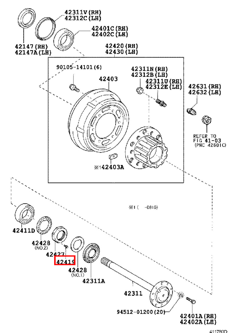 Genuine Dyna ToyoAce RZY281 RZY231 RZY230 Rear Wheel Bearing Hub Nut Screw