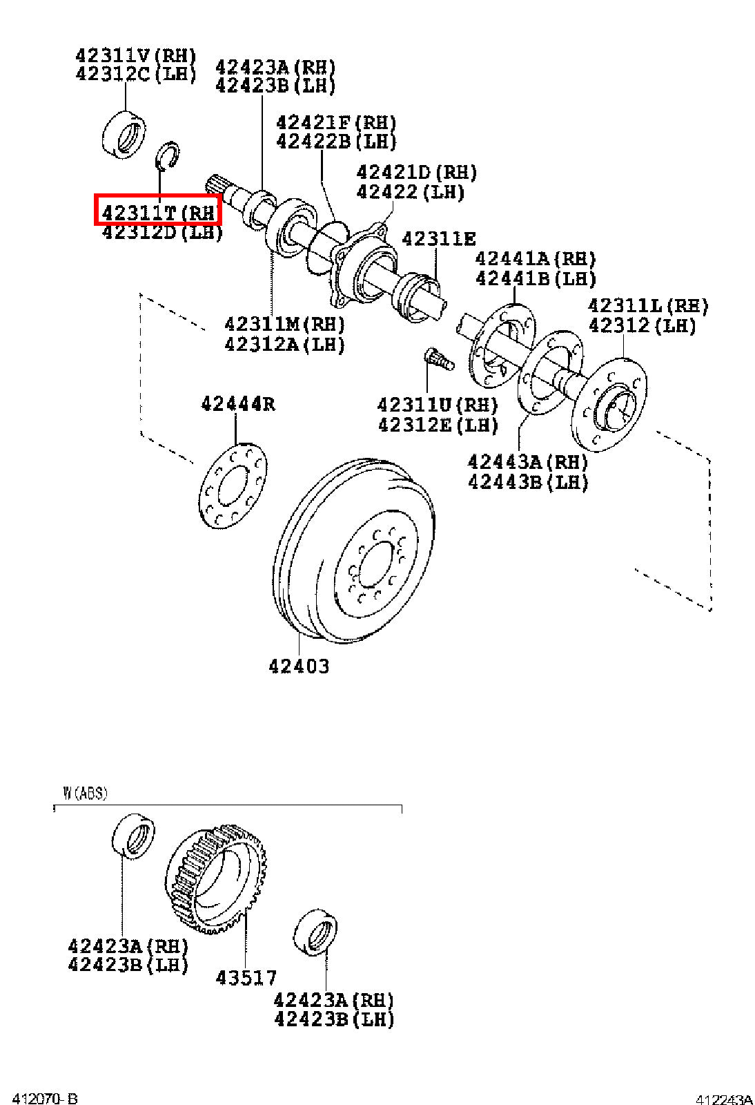 Genuine Fortuner KUN51 KUN50 KUN156 GUN166 GUN165 LH Rear Axle Shaft Snap Ring