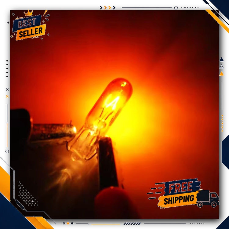 10 x 12V 1.2W T5 Wedge AMBER Globes TYPE T-5mm Dashboard Coated Bulbs 10pcs