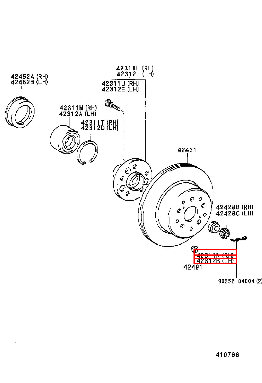 Genuine Hiace RCH29 RCH28 RCH23 RCH22 RCH19 RCH18 RCH13 Rear Axle Shaft Nut