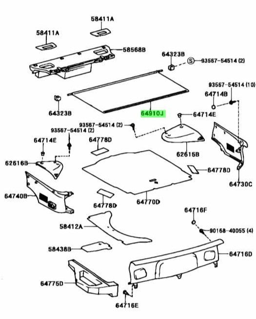 Toyota Supra Jza80 Hatch Area Tonneau Cover 64910-14060-C0 Genuine OEM