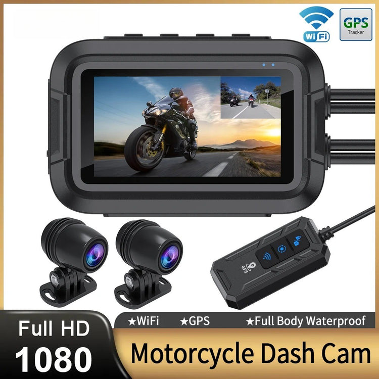 Dual 1080P Motorcycle DVR Dash Cam Front Rear Camera WiFi GPS Waterproof