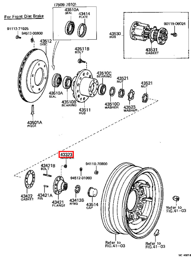 Genuine Hilux YN107 YN106 YN105 YN100 VZN172 Front Axle Hub Stud Cone Washer
