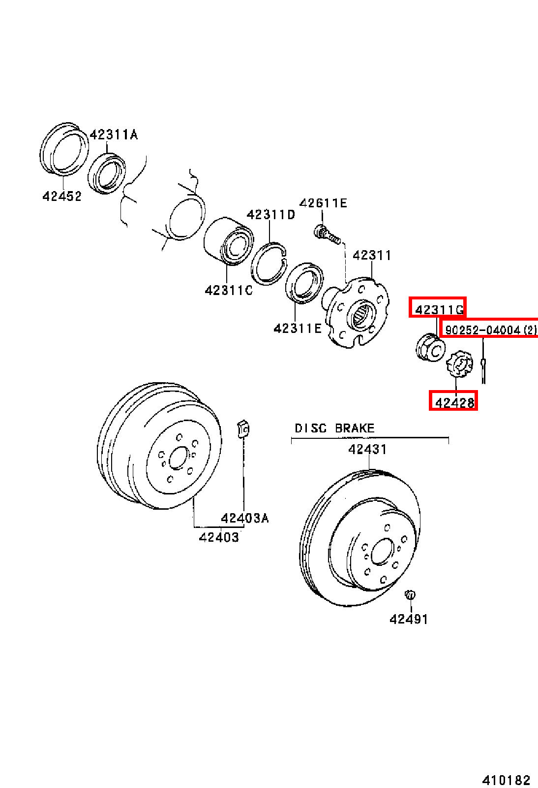 Genuine Hiace RCH23 RCH22 RCH19 RCH18 RCH13 RCH12 Rear Axle Shaft Lock Nut Kit