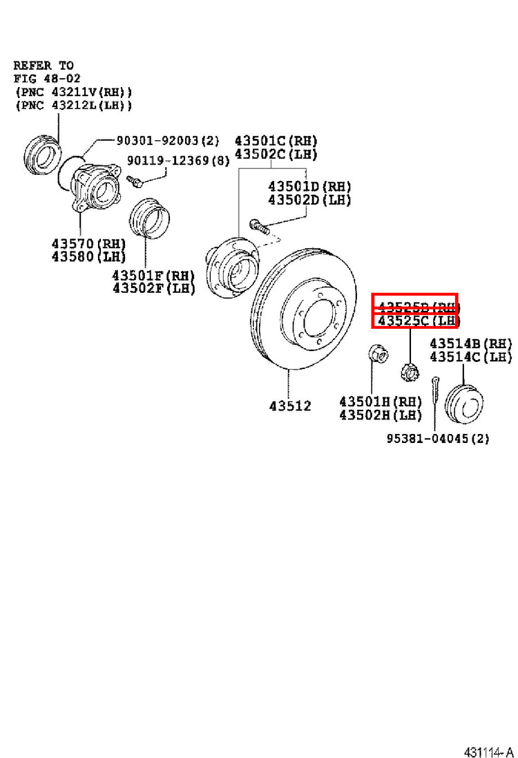 Genuine Regius Ace TRH229 Sequoia UCK45 Front Axle Outer CV Joint Lock Nut Cap