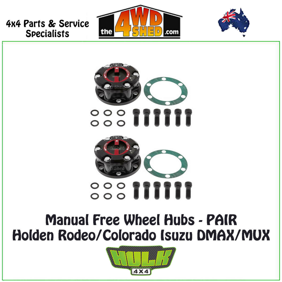 HULK 4x4 Free Wheel Manual Hubs PAIR fit Holden Colorado Rodeo DMAX