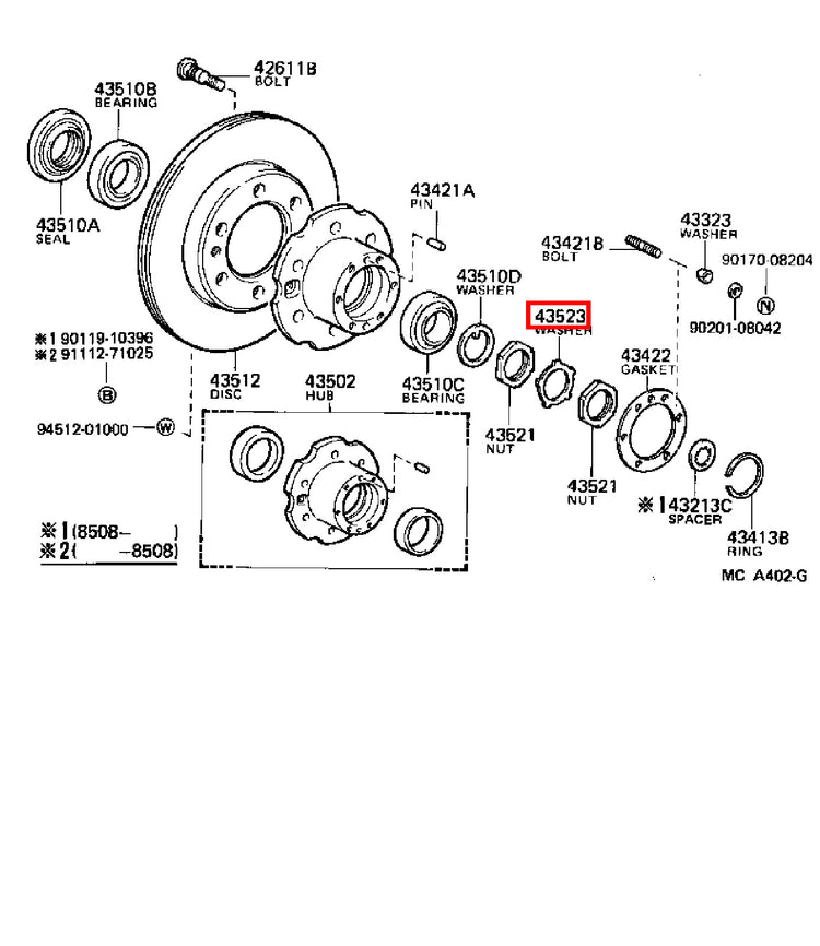 Genuine Dyna LY230 LY220 Dyna ToyoAce KDY220 Front Wheel Bearing Lock Tab Washer