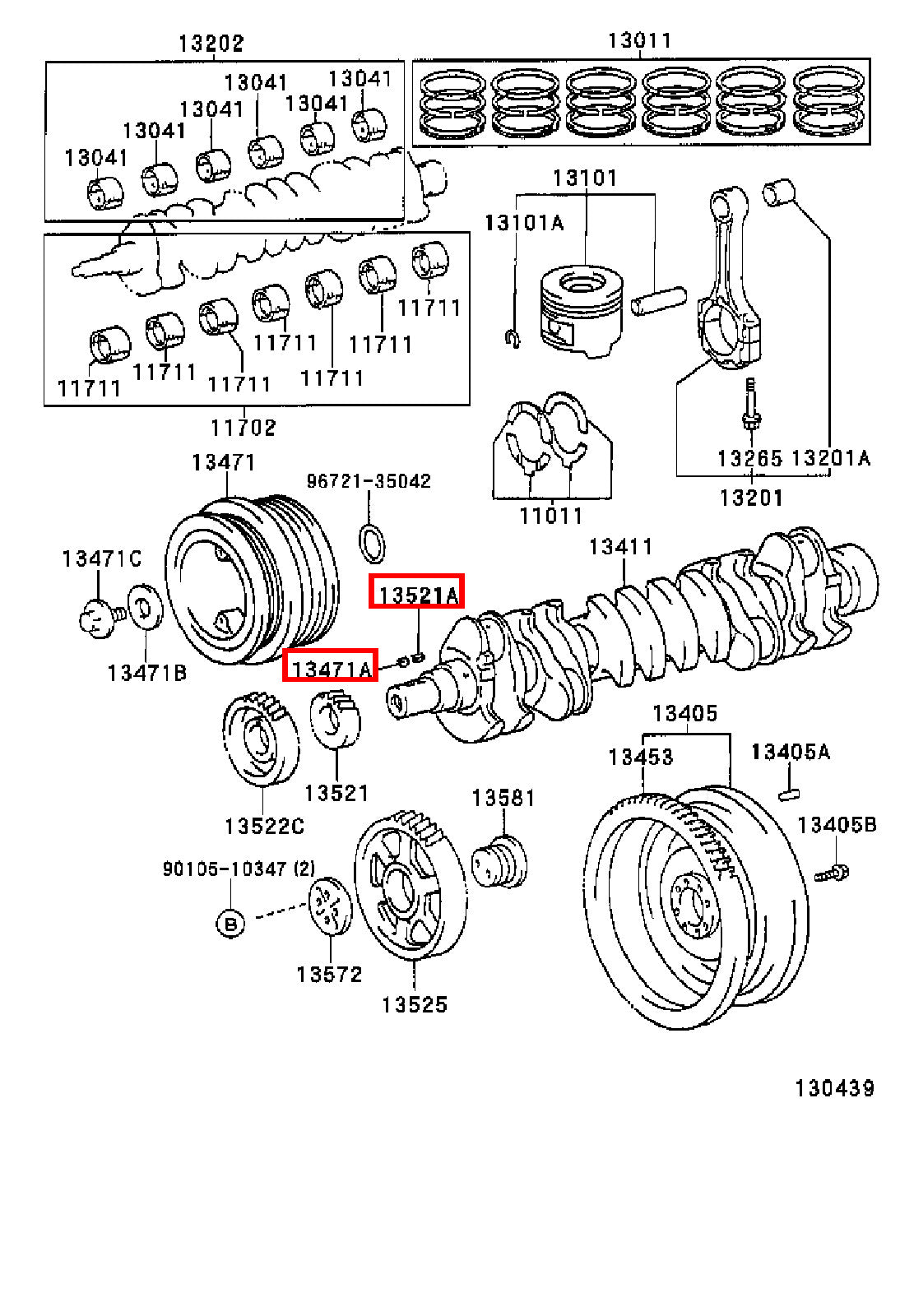 Genuine Hilux KZN205 KZN165 KZN130 Crankshaft Pulley Woodruff Key