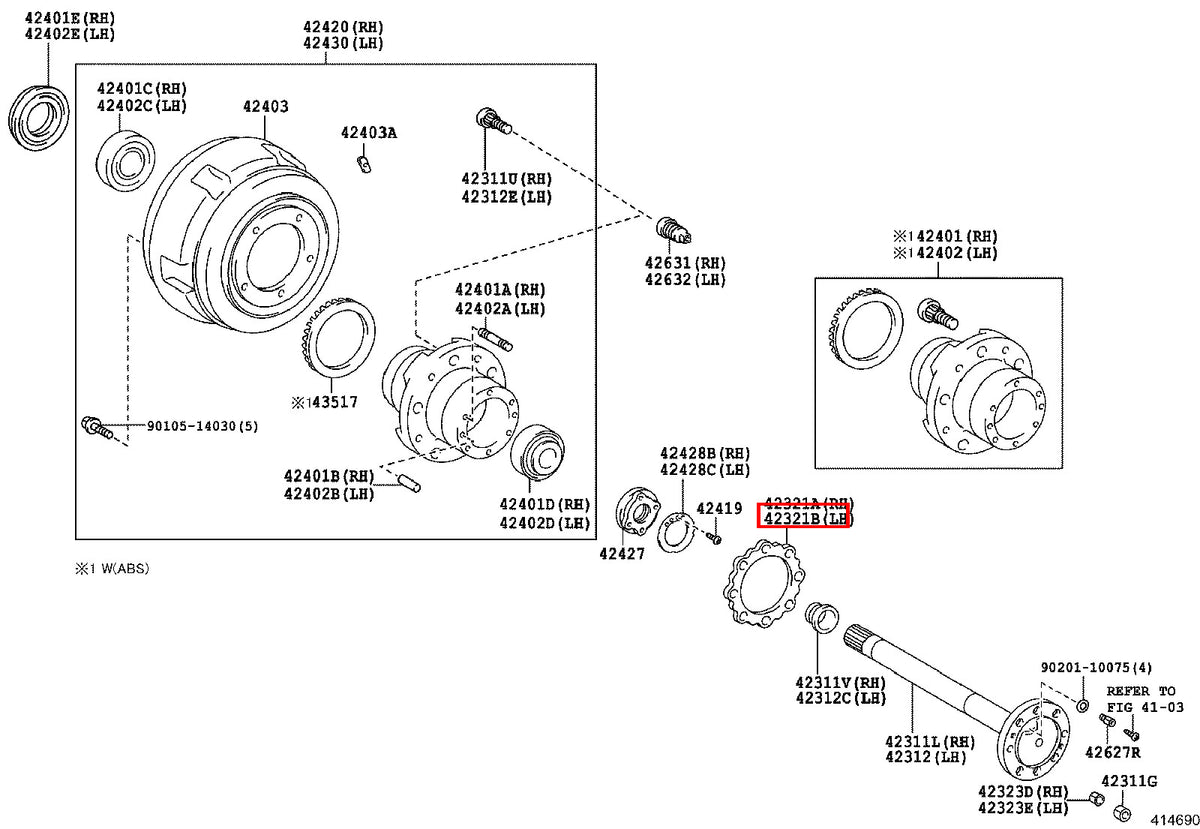 Genuine Toyota Coaster XZB70 XZB60 XZB59 XZB51 Rear RH Axle Shaft Gasket