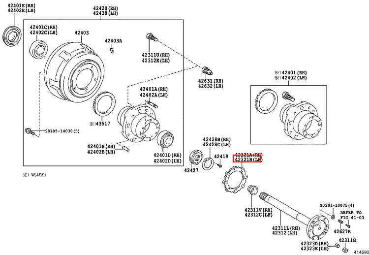 Genuine Toyota Coaster XZB70 XZB60 XZB59 XZB51 Rear RH Axle Shaft Gasket