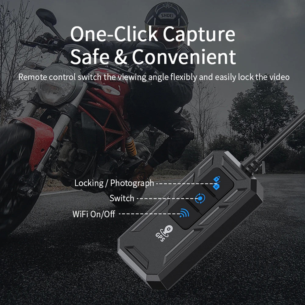 Dual 1080P Motorcycle DVR Dash Cam Front Rear Camera WiFi GPS Waterproof