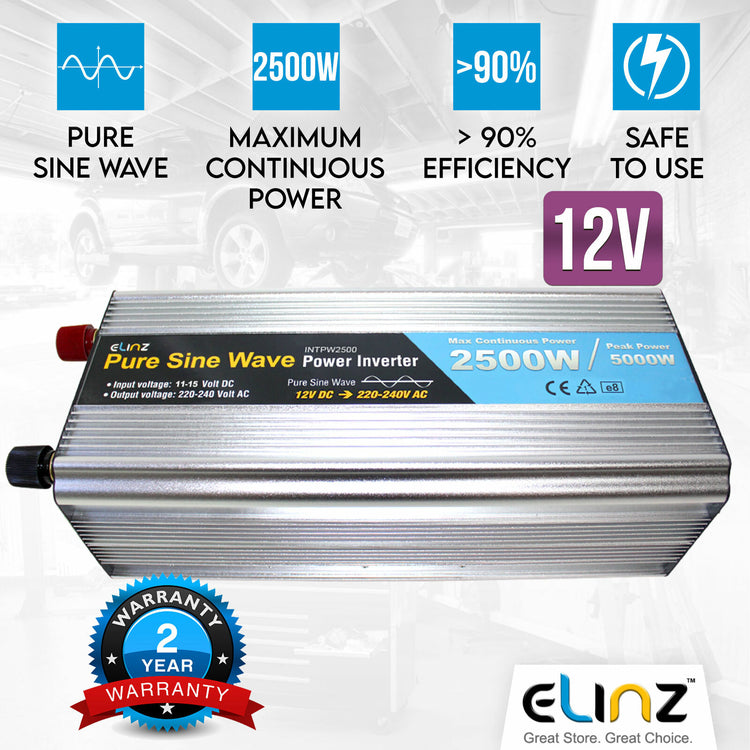 Pure Sine Wave Power Inverter 2500w / 5000w 12v - 240v AUS plug Car Boat Caravan