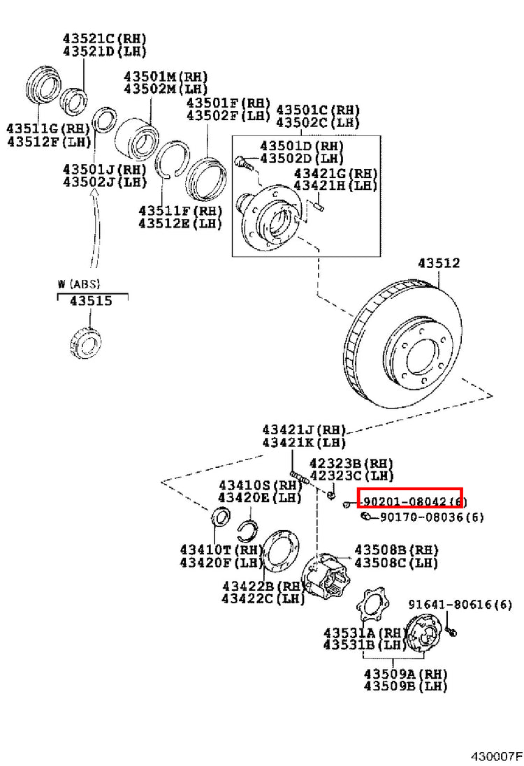Genuine Regius Ace KZH138 T100 VCK21 VCK20 Front Axle Hub Stud Washer