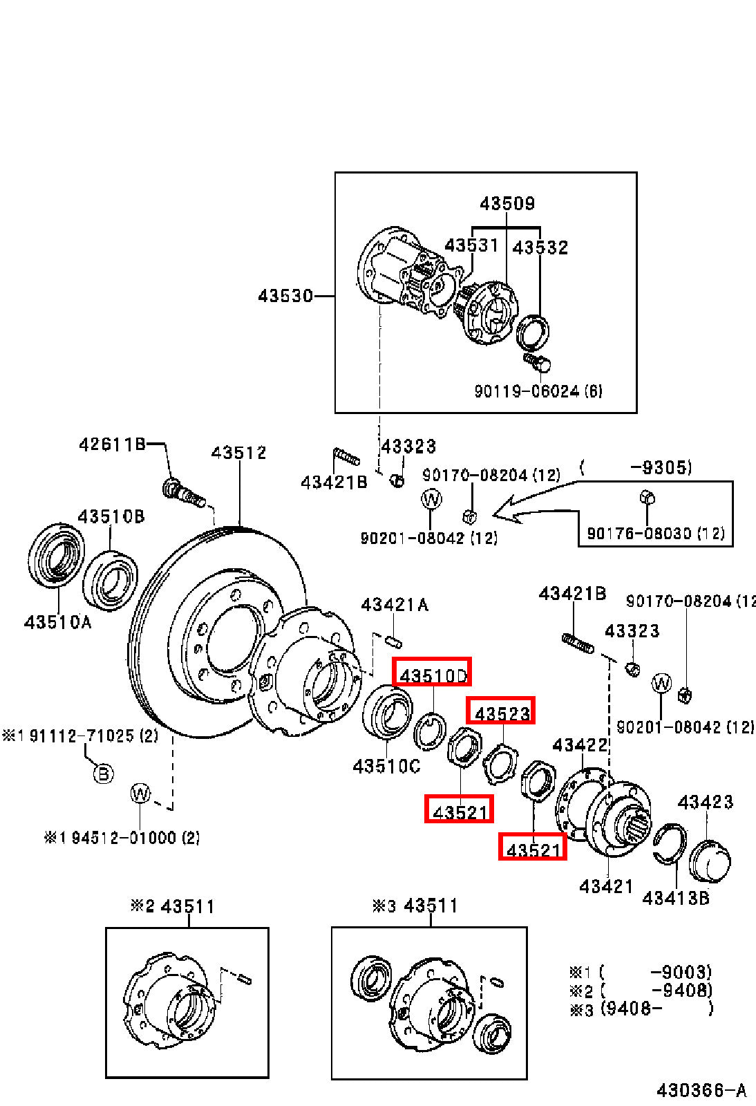 Genuine Hilux YN110 YN107 YN106 YN105 YN100 Front Axle Spindle Nut RH + LH Kit